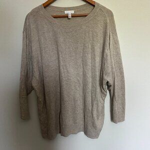 Leith Oversized Neutral Beige Scoop Neck Sweater Size Small